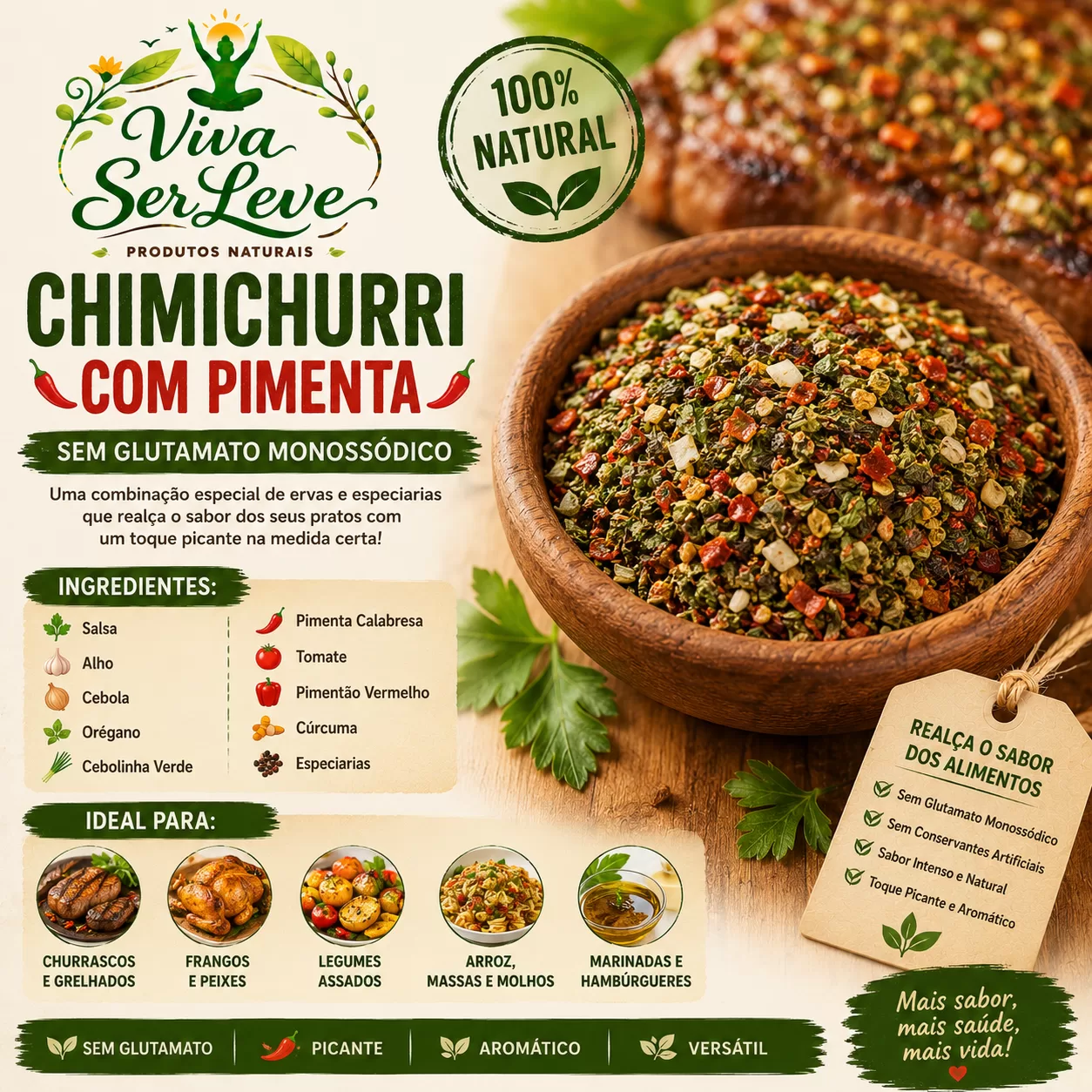 CHIMICHURRI COM PIMENTA – SEM GLUTAMATO MONOSSÓDICO
