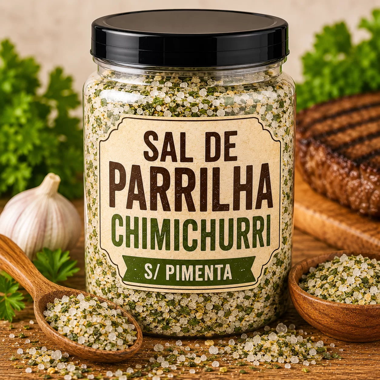 SAL DE PARRILHA COM CHIMICHURRI SEM PIMENTA